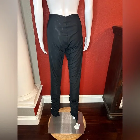 Sami Miro Vintage Shirred Zip Pants - Black Eco - Size L